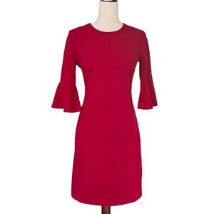 Banana Republic Sheath dress Bell flutter sleeves Womens Sz 2 4  Red‎ Holiday
